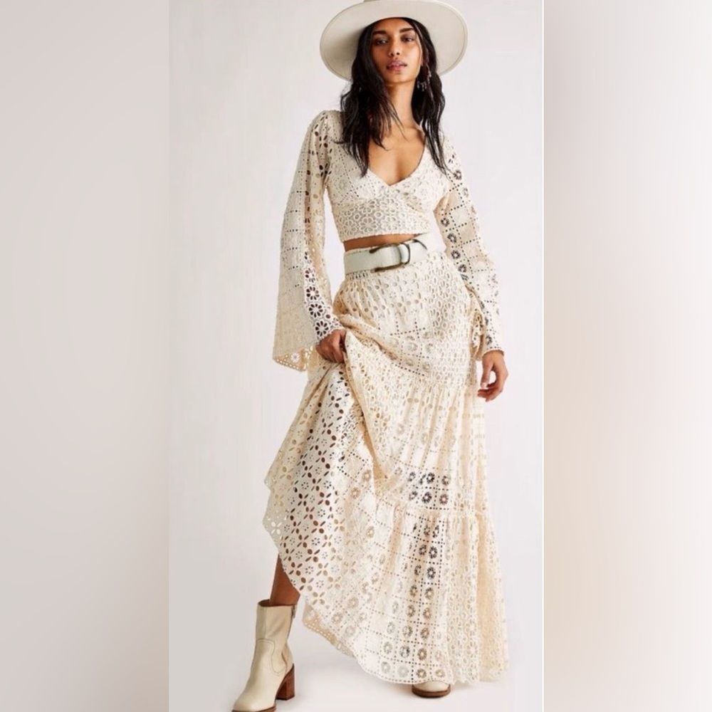 Free People Yesenia Crochet Maxi Skirt Set